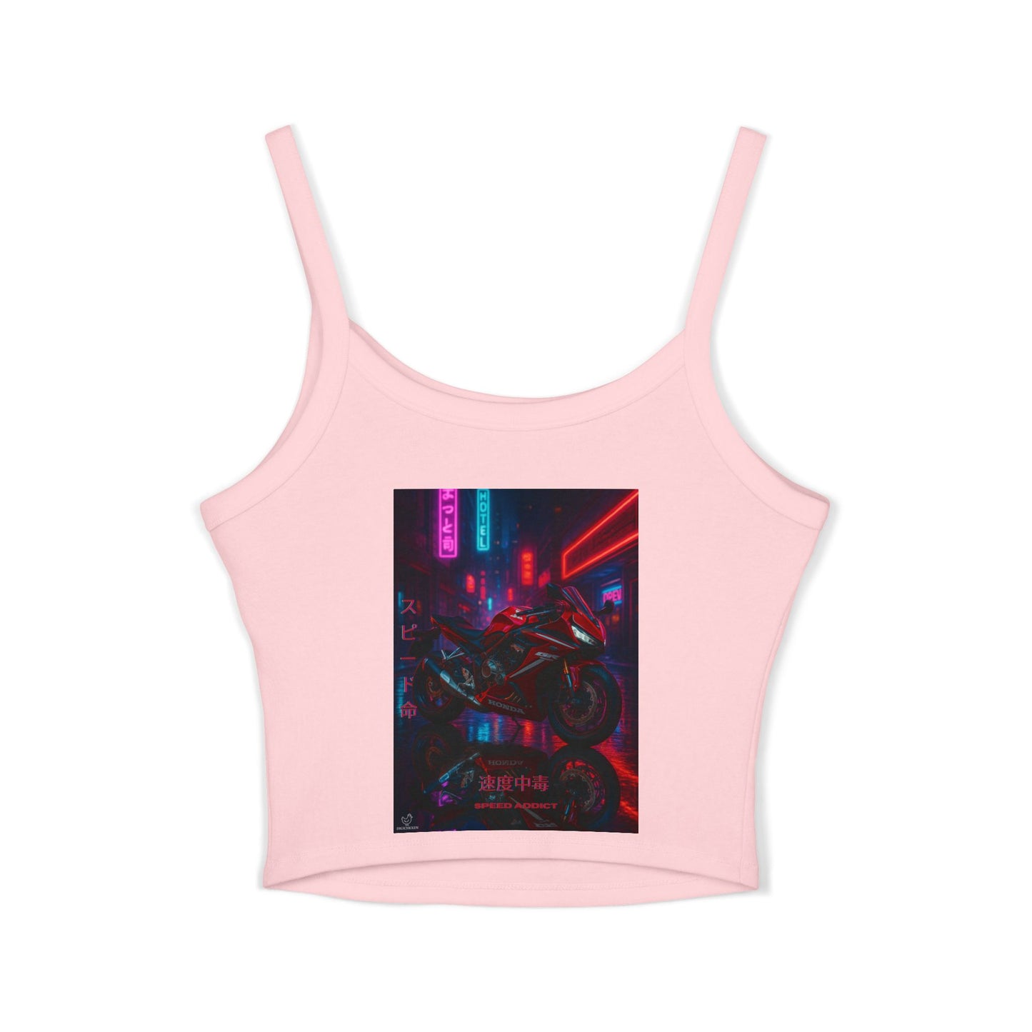 650r Backprint, Motorcycle-Themed Women's Spaghetti Strap Tank Top – Edgy Biker Vibes