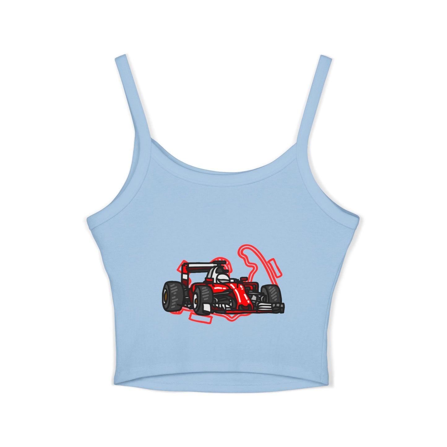 F1 Racing Women's Spaghetti Strap Tank Top, Sports Apparel, Motorsport Fans, Summer Wear, Gift for Car Lovers, Casual Style