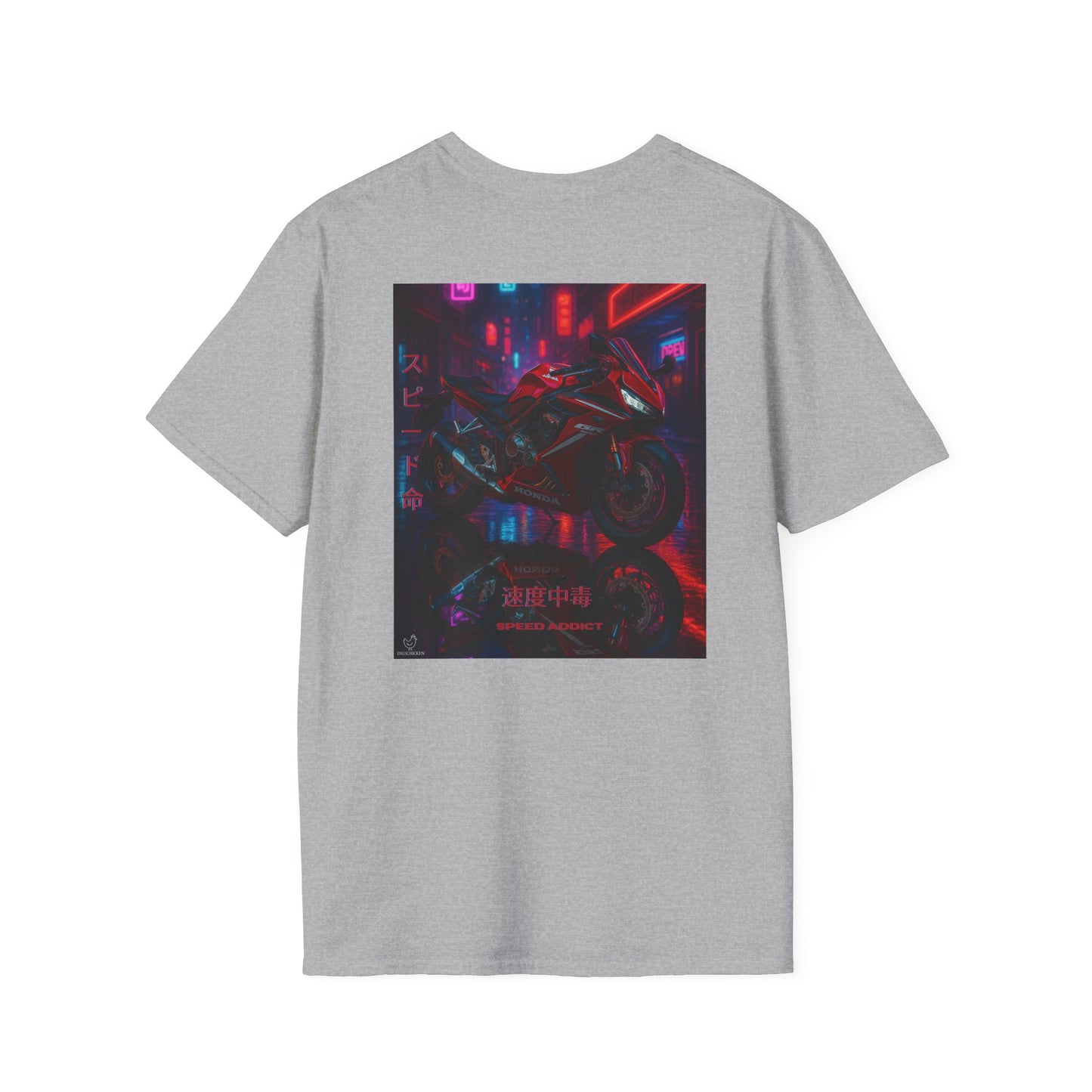 Neon Motorcycle Unisex Softstyle T-Shirt - Streetwear Vibes, Perfect Gift for Bike Enthusiasts