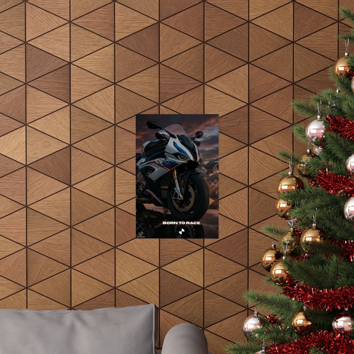 Affiche verticale mate pour moto S1000RR – « Born to Race » – Idéale pour les motards et les passionnés de course