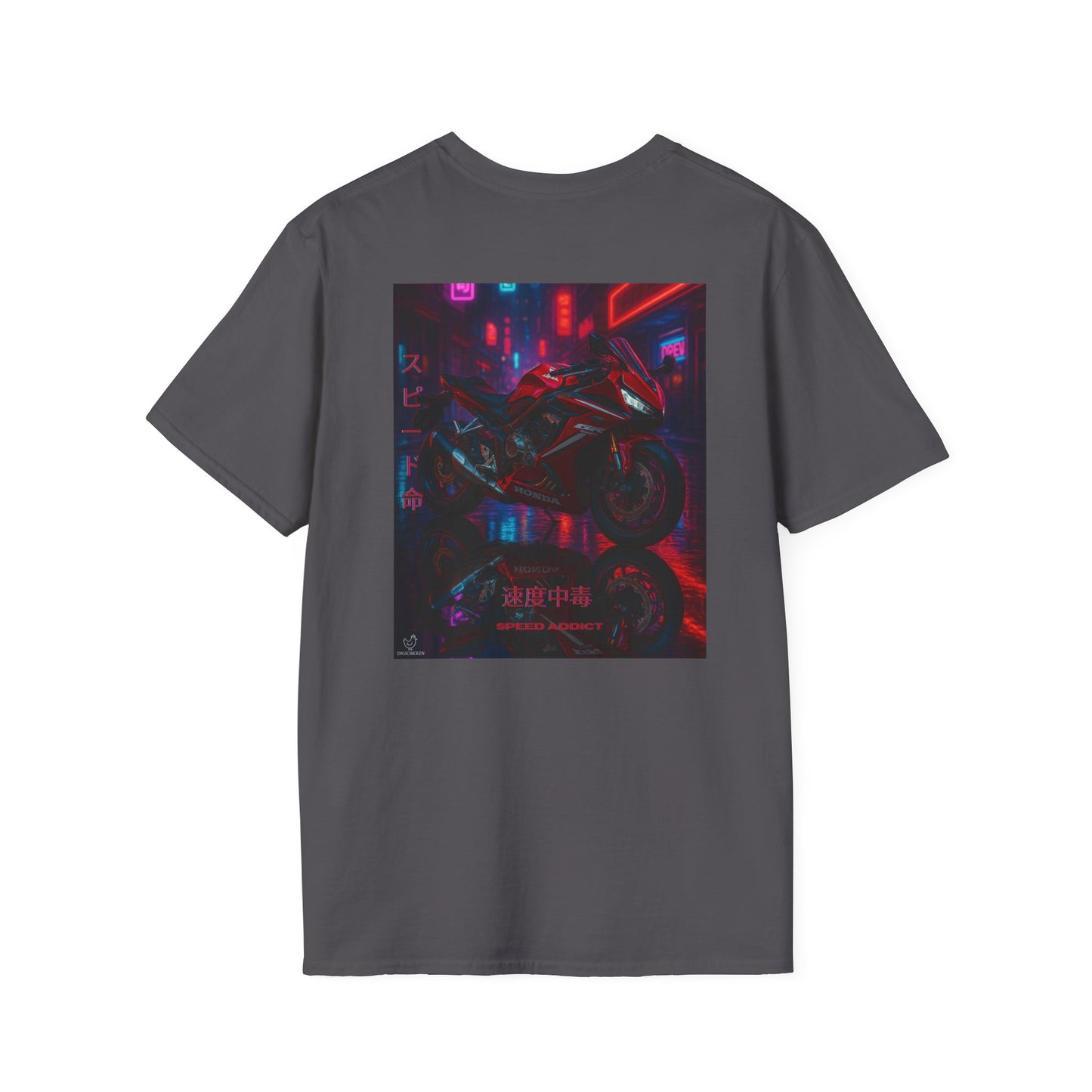 Neon Motorcycle Unisex Softstyle T-Shirt - Streetwear Vibes, Perfect Gift for Bike Enthusiasts