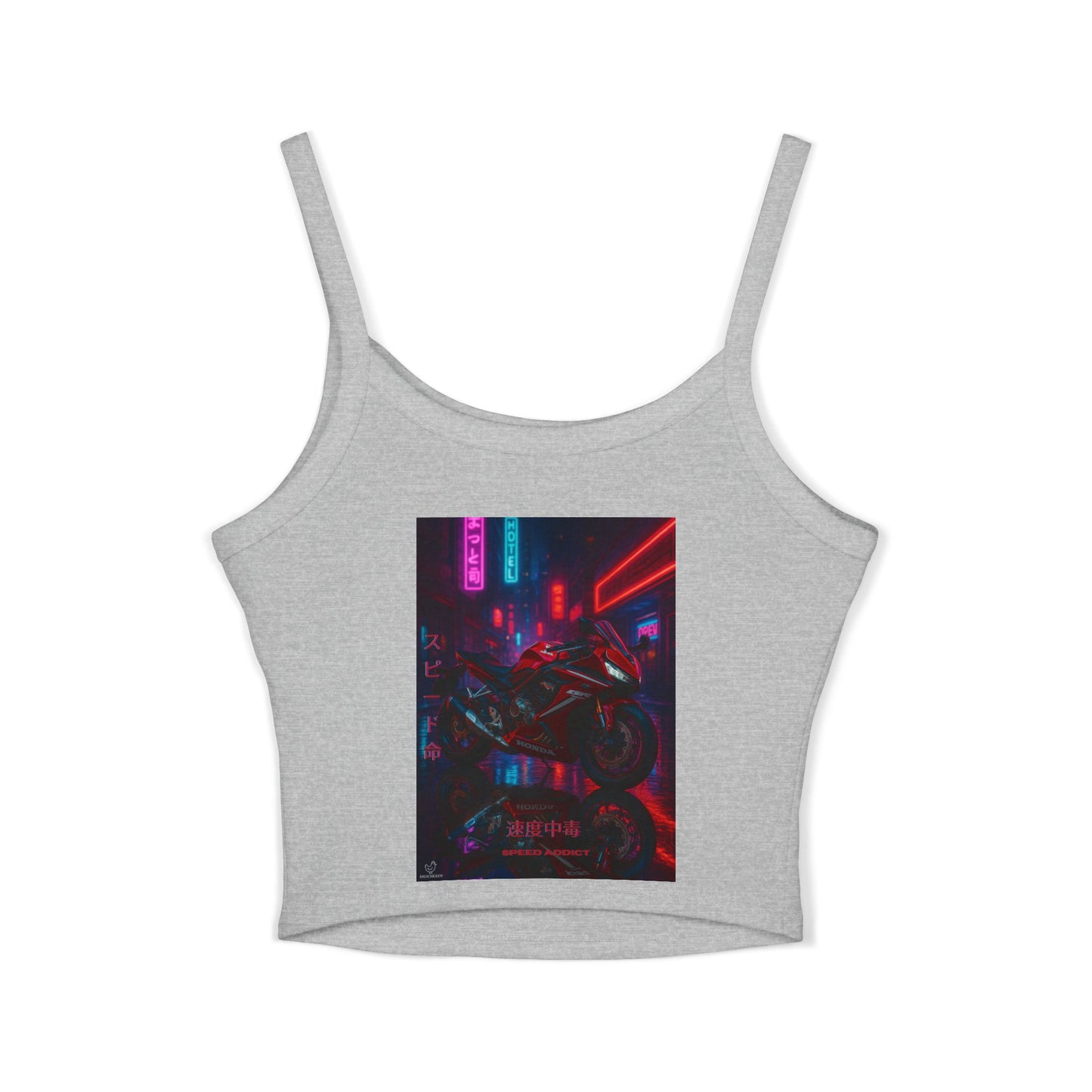 650r Backprint, Motorcycle-Themed Women's Spaghetti Strap Tank Top – Edgy Biker Vibes