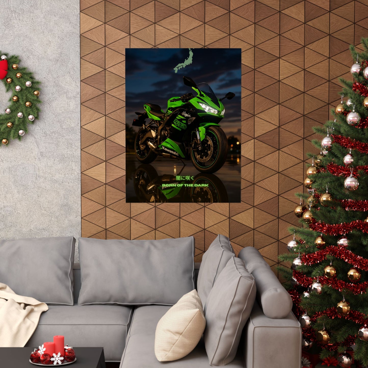 Affiche verticale mate Kawasaki Zx6r - Born of the Dark - Décoration murale idéale pour les passionnés d'automobile