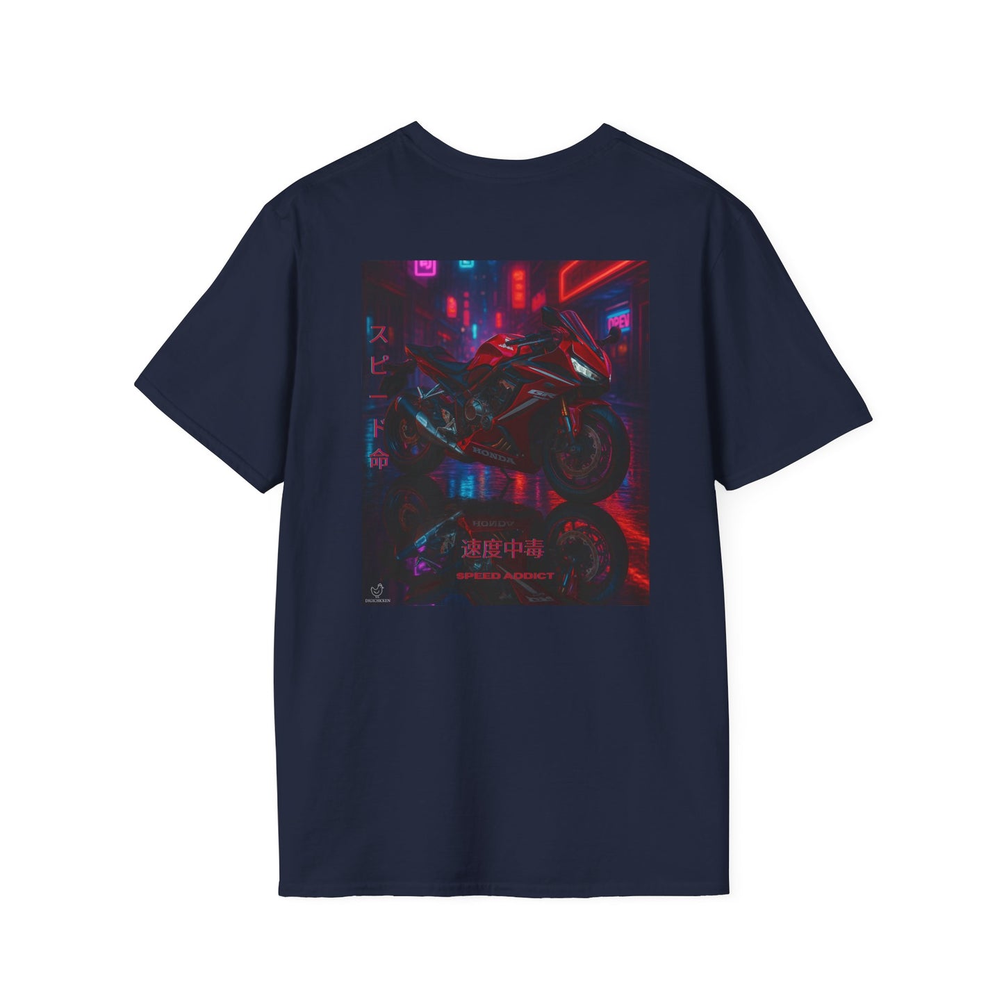 Neon Motorcycle Unisex Softstyle T-Shirt - Streetwear Vibes, Perfect Gift for Bike Enthusiasts