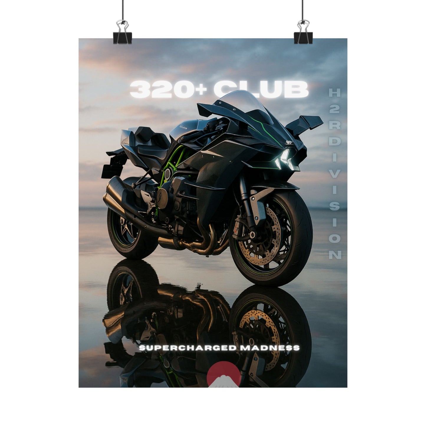 Affiche murale verticale mate H2R WallArt pour moto – 320+ Club Supercharged Madness
