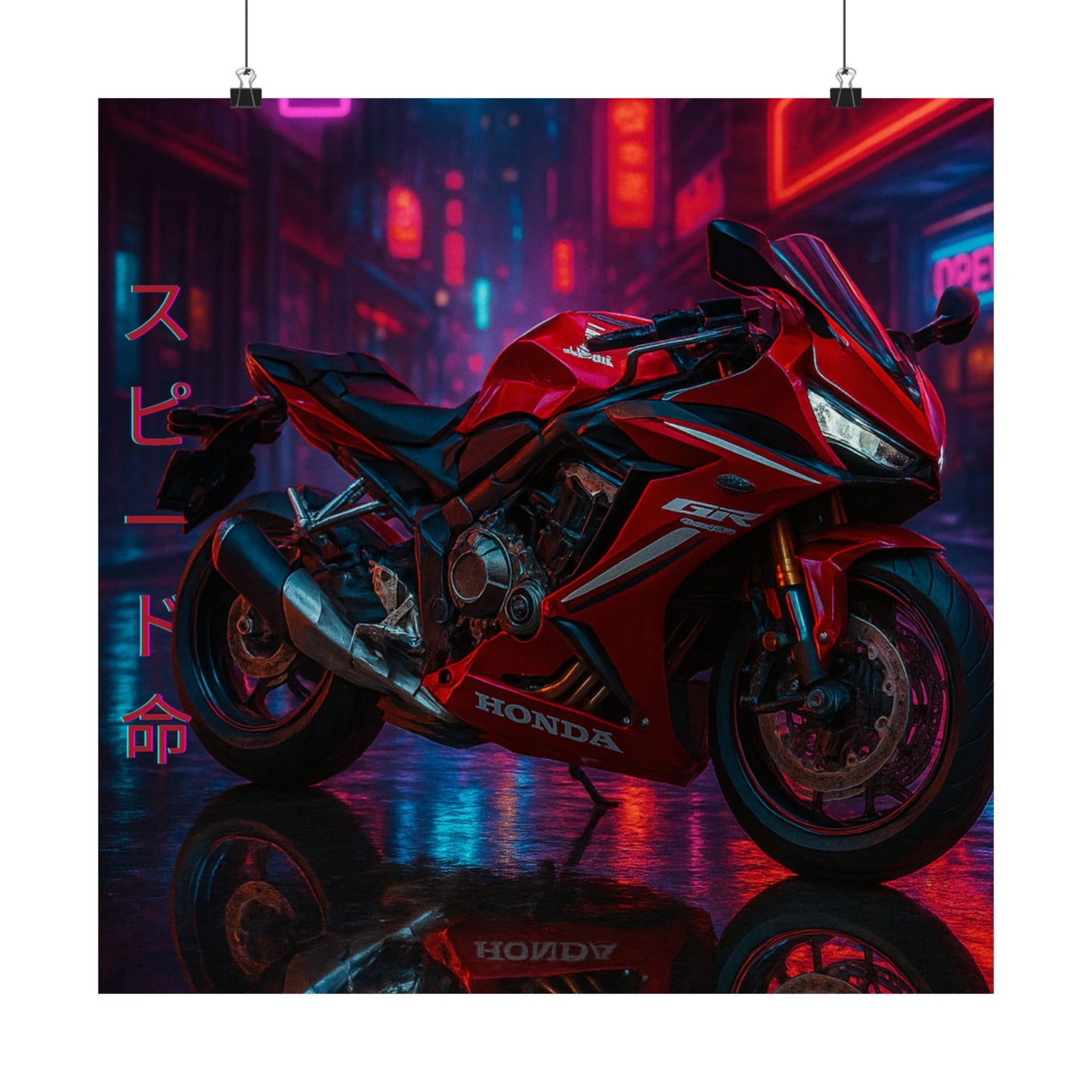 Affiche verticale mate néon moto 650r - Speed & Velocity Art
