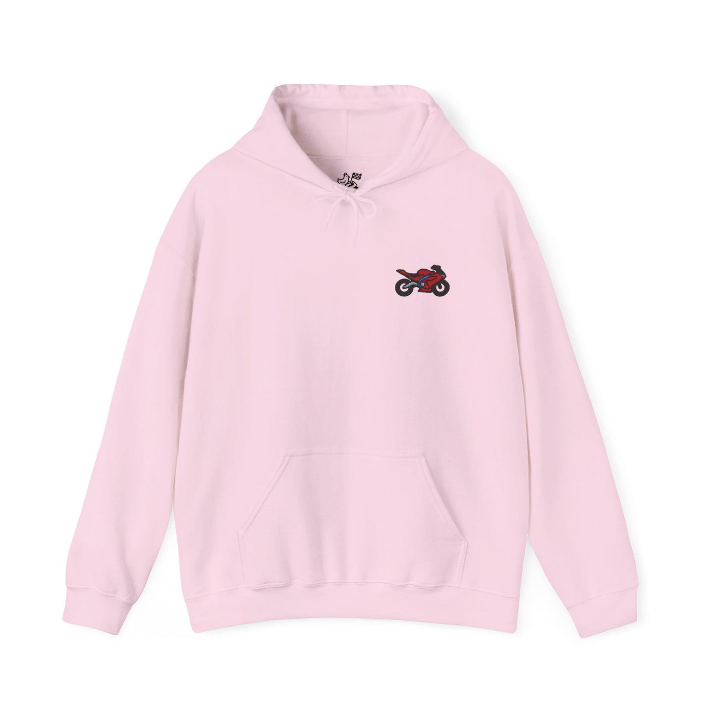 Red Motorcycle Embroidery Minimalist Paper Airplane Hoodie - Unisex Heavy Blend