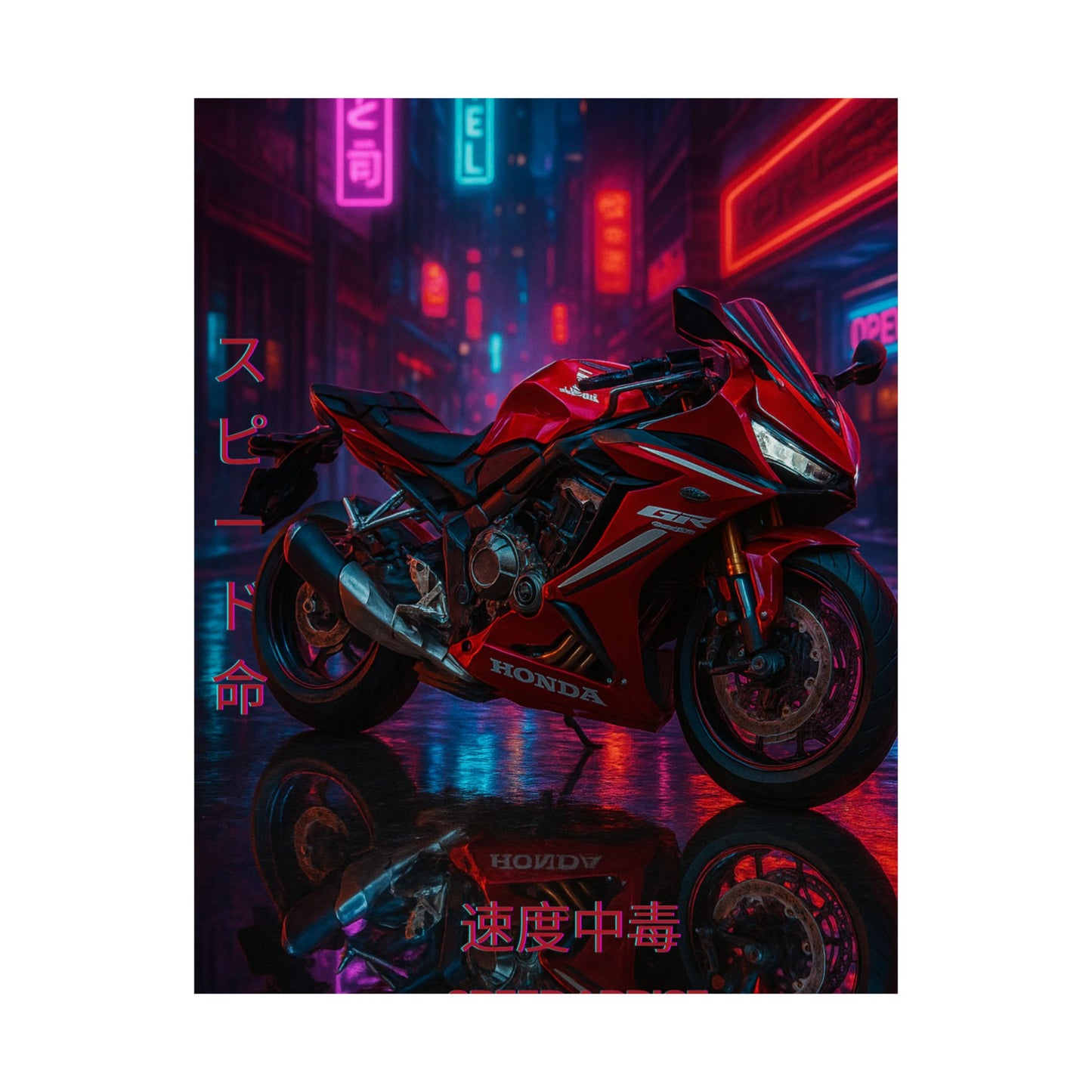 Affiche verticale mate néon moto 650r - Speed & Velocity Art
