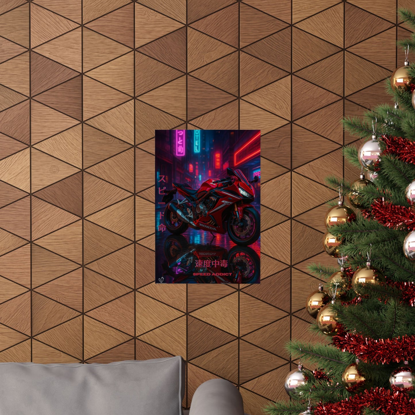 Affiche verticale mate néon moto 650r - Speed & Velocity Art