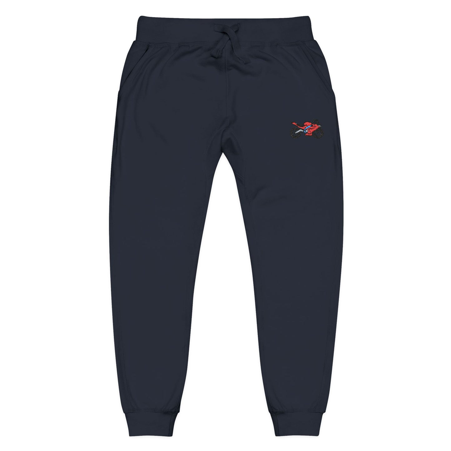 Red Motorcycle Embroidered Unisex Fleece Sweatpants, Cozy Loungewear for Relaxation, Perfect Gift for Him/Her, Casual Style for Home