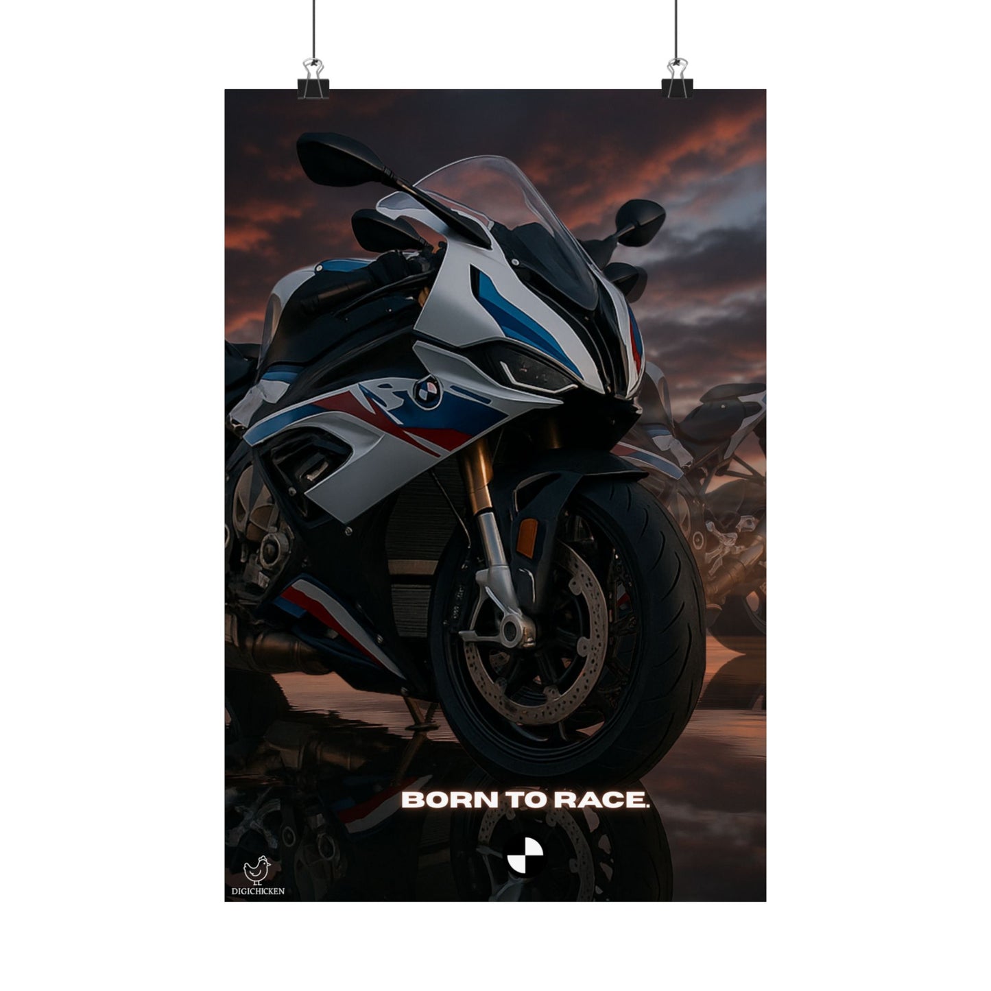 Affiche verticale mate pour moto S1000RR – « Born to Race » – Idéale pour les motards et les passionnés de course