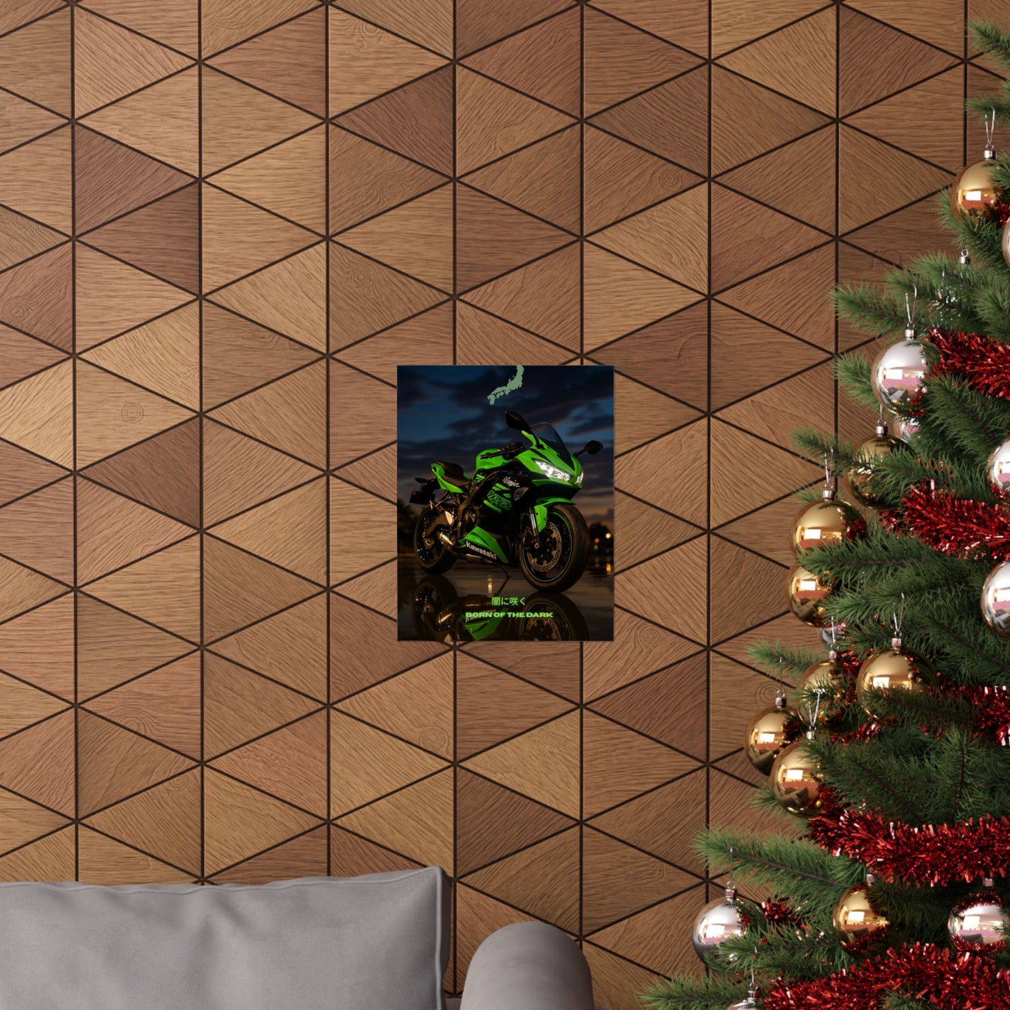 Affiche verticale mate Kawasaki Zx6r - Born of the Dark - Décoration murale idéale pour les passionnés d'automobile