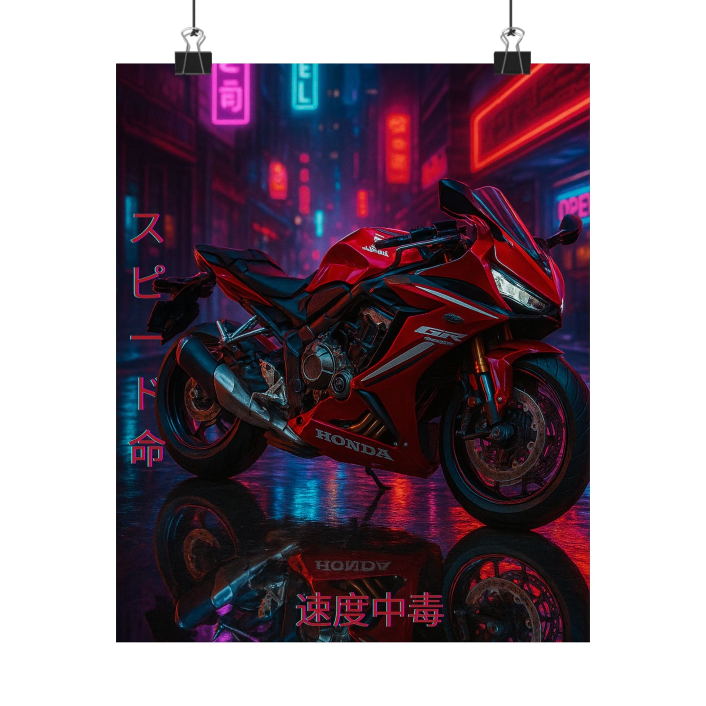Affiche verticale mate néon moto 650r - Speed & Velocity Art