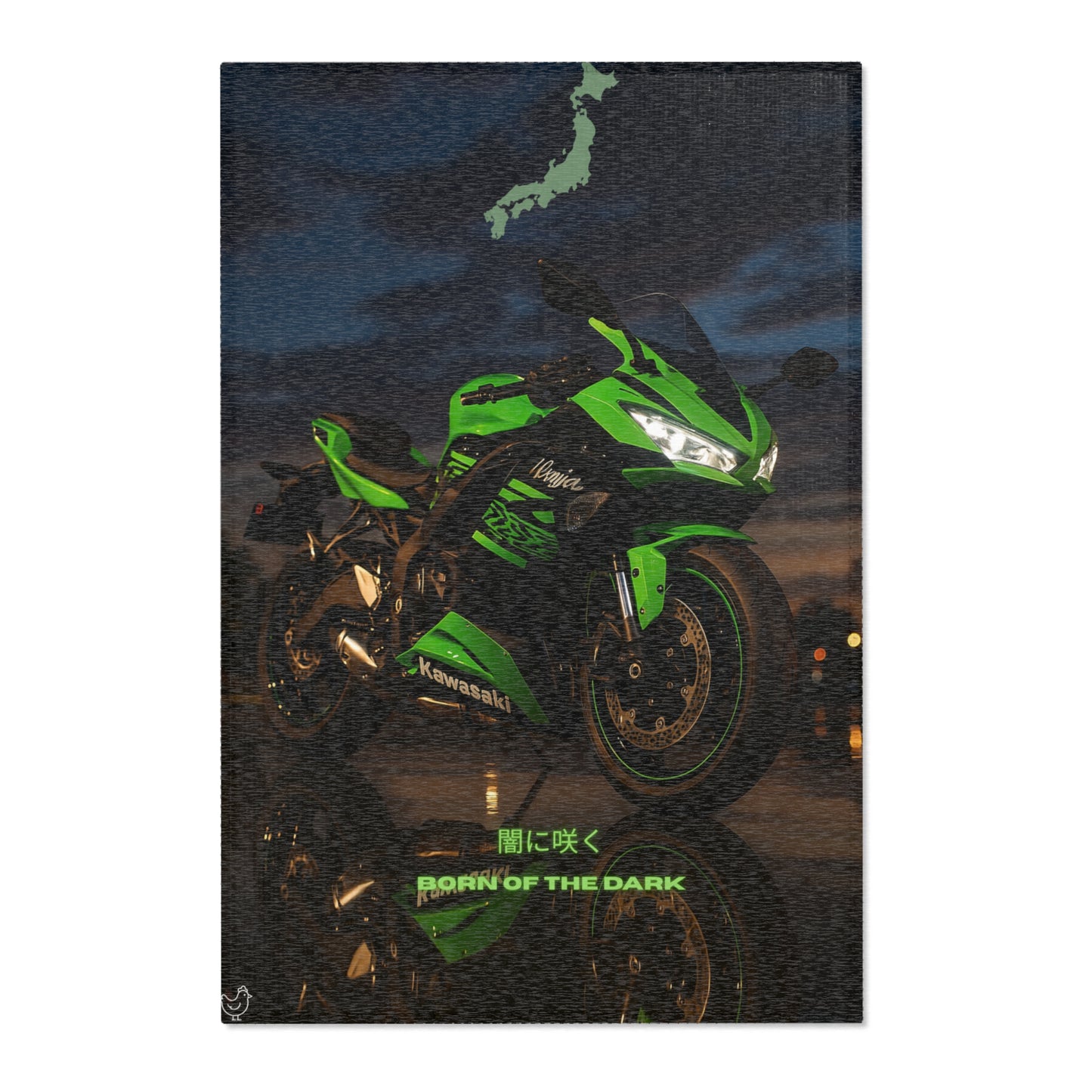 Zx6r Kawasaki Motorcycle Area Rug – Born of the Dark Design for Bikers