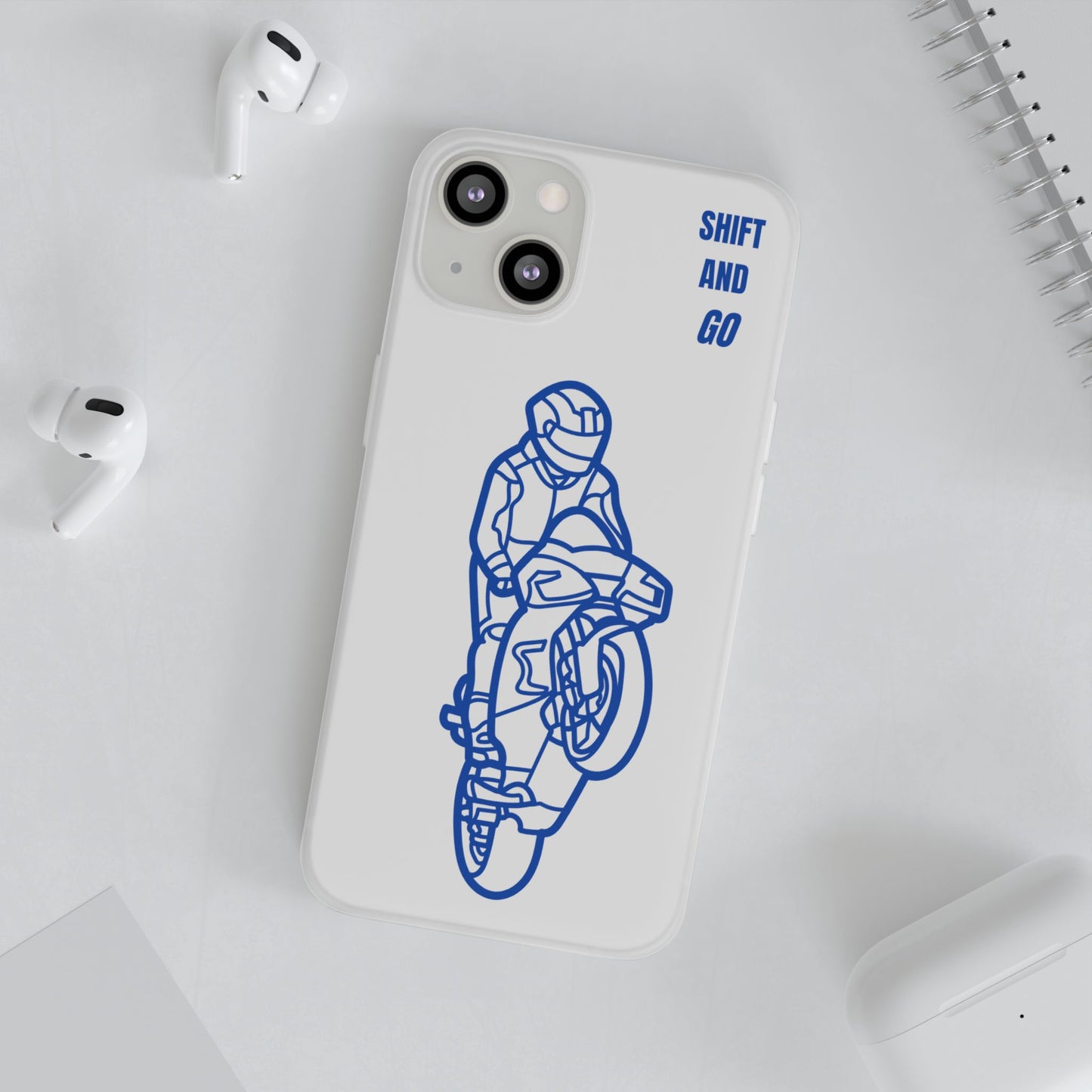 Motorcycle Flexi Cases - Shift and Go Design, Biker Gift, Phone Accessory, Sporty Case, Riding Enthusiast
