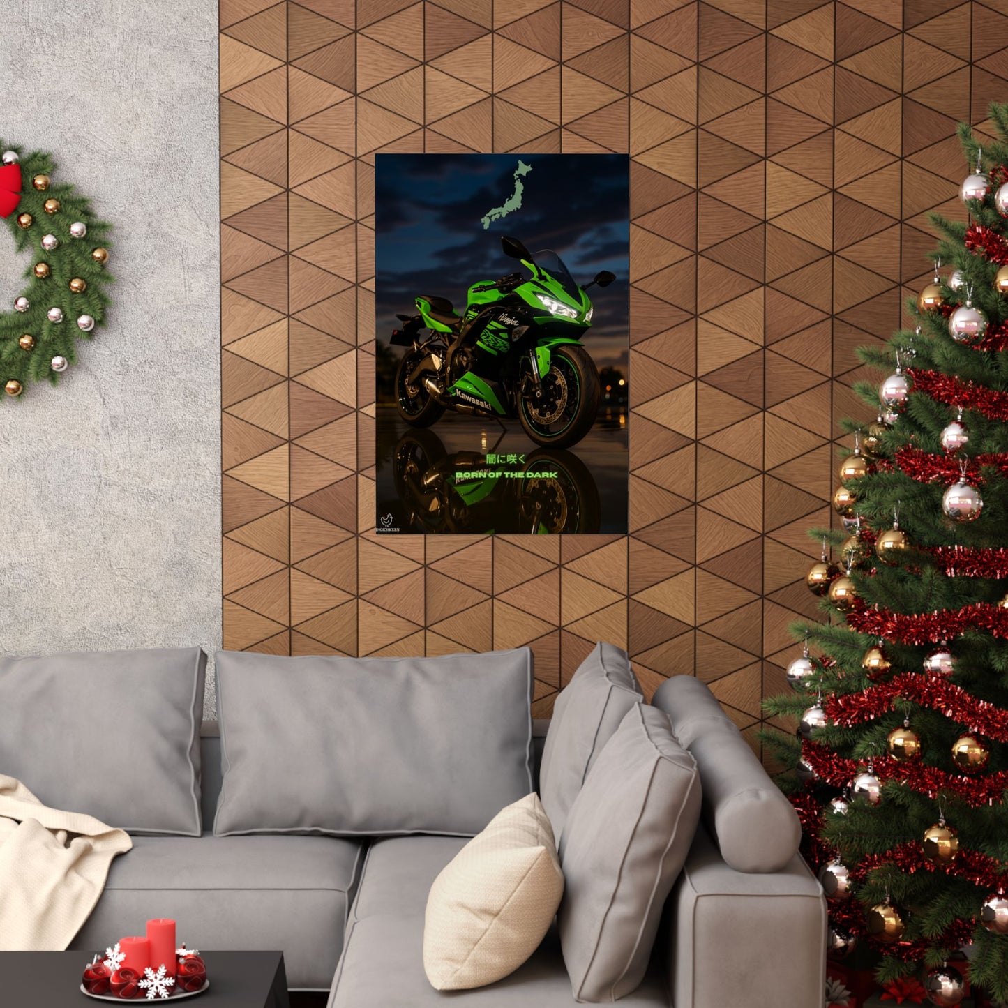 Affiche verticale mate Kawasaki Zx6r - Born of the Dark - Décoration murale idéale pour les passionnés d'automobile