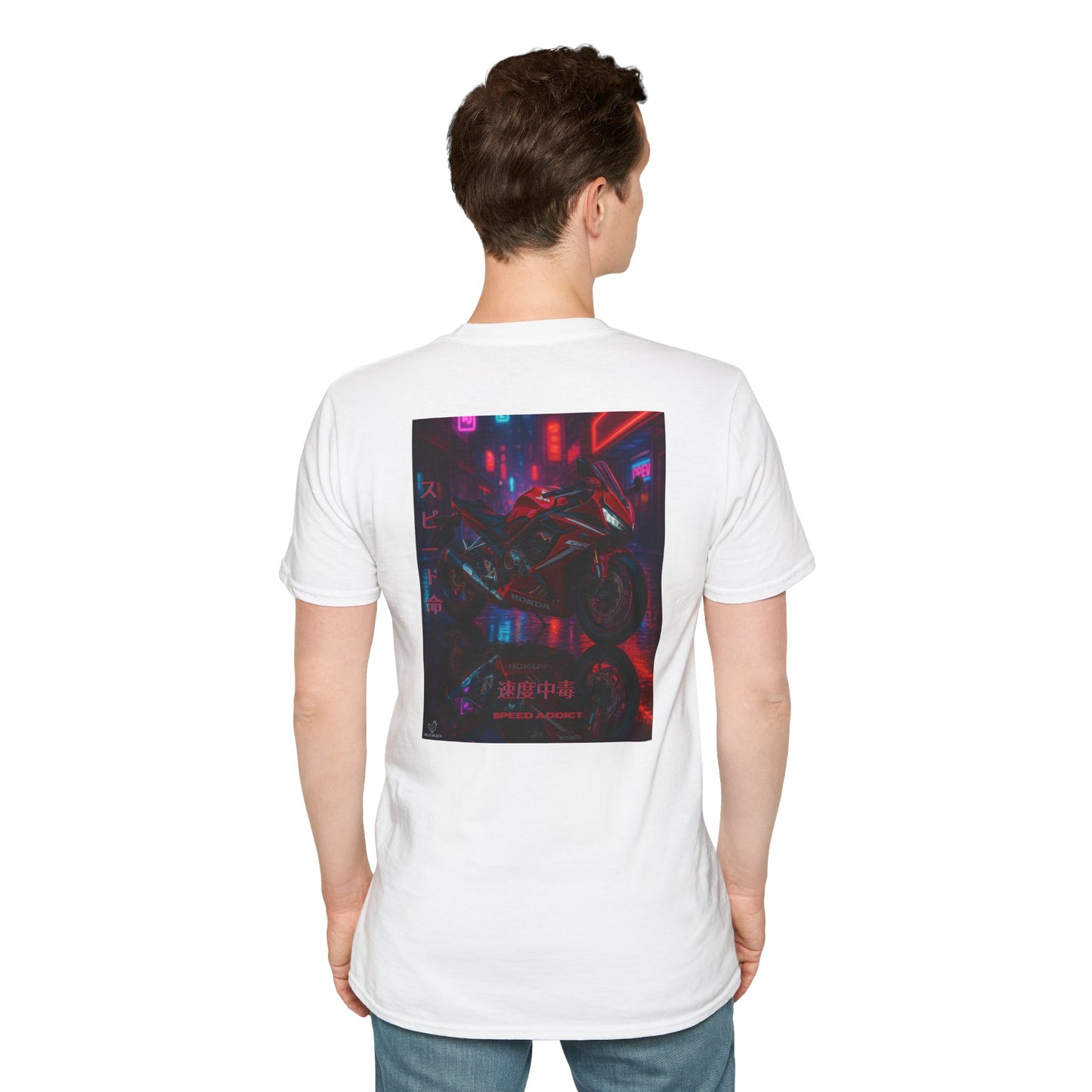 Neon Motorcycle Unisex Softstyle T-Shirt - Streetwear Vibes, Perfect Gift for Bike Enthusiasts