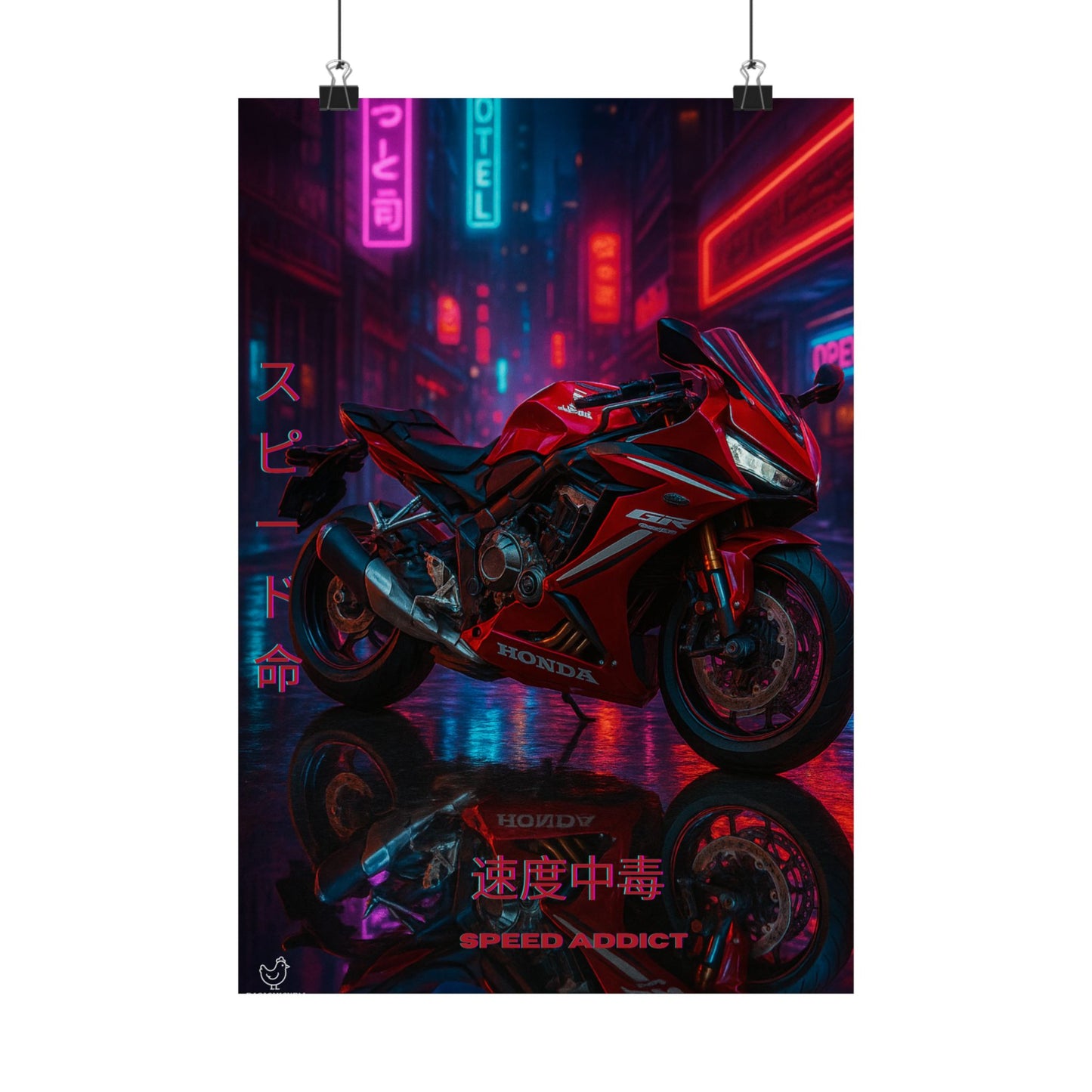 Affiche verticale mate néon moto 650r - Speed & Velocity Art