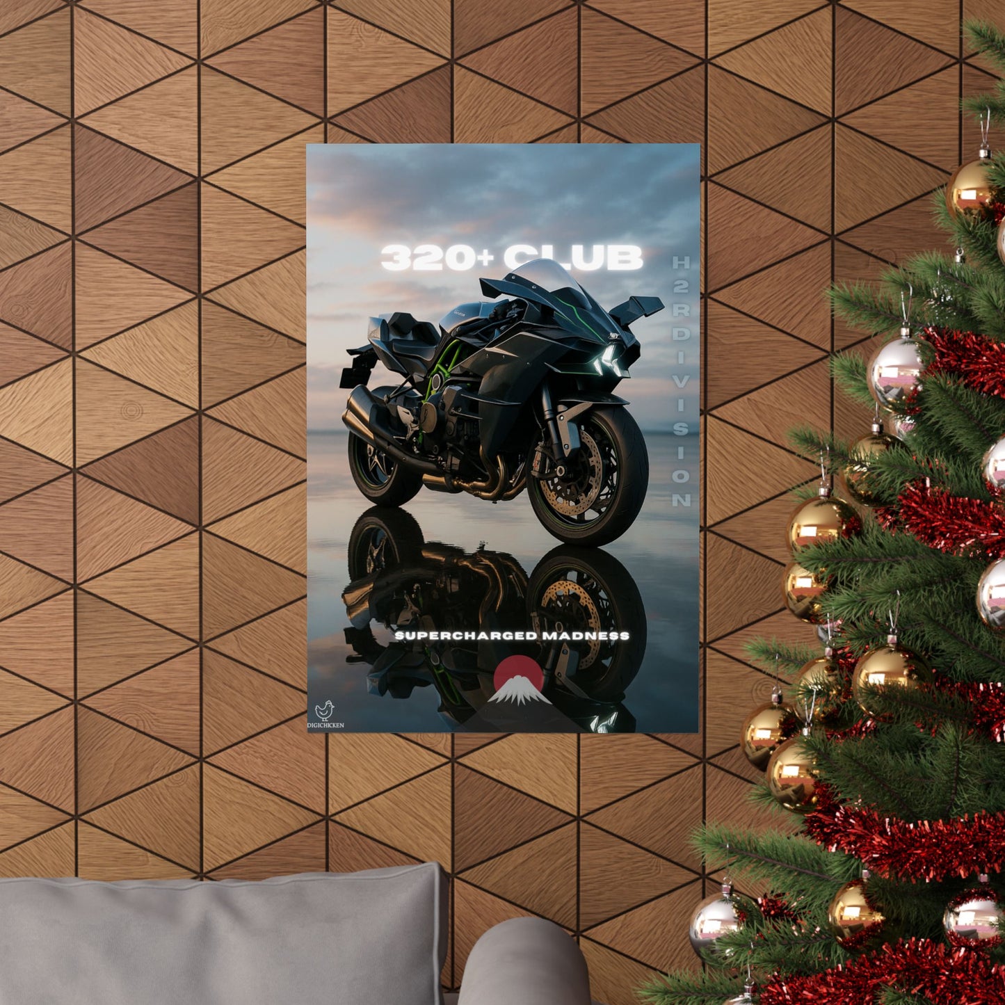Affiche murale verticale mate H2R WallArt pour moto – 320+ Club Supercharged Madness