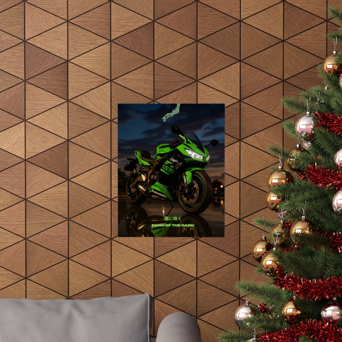 Affiche verticale mate Kawasaki Zx6r - Born of the Dark - Décoration murale idéale pour les passionnés d'automobile