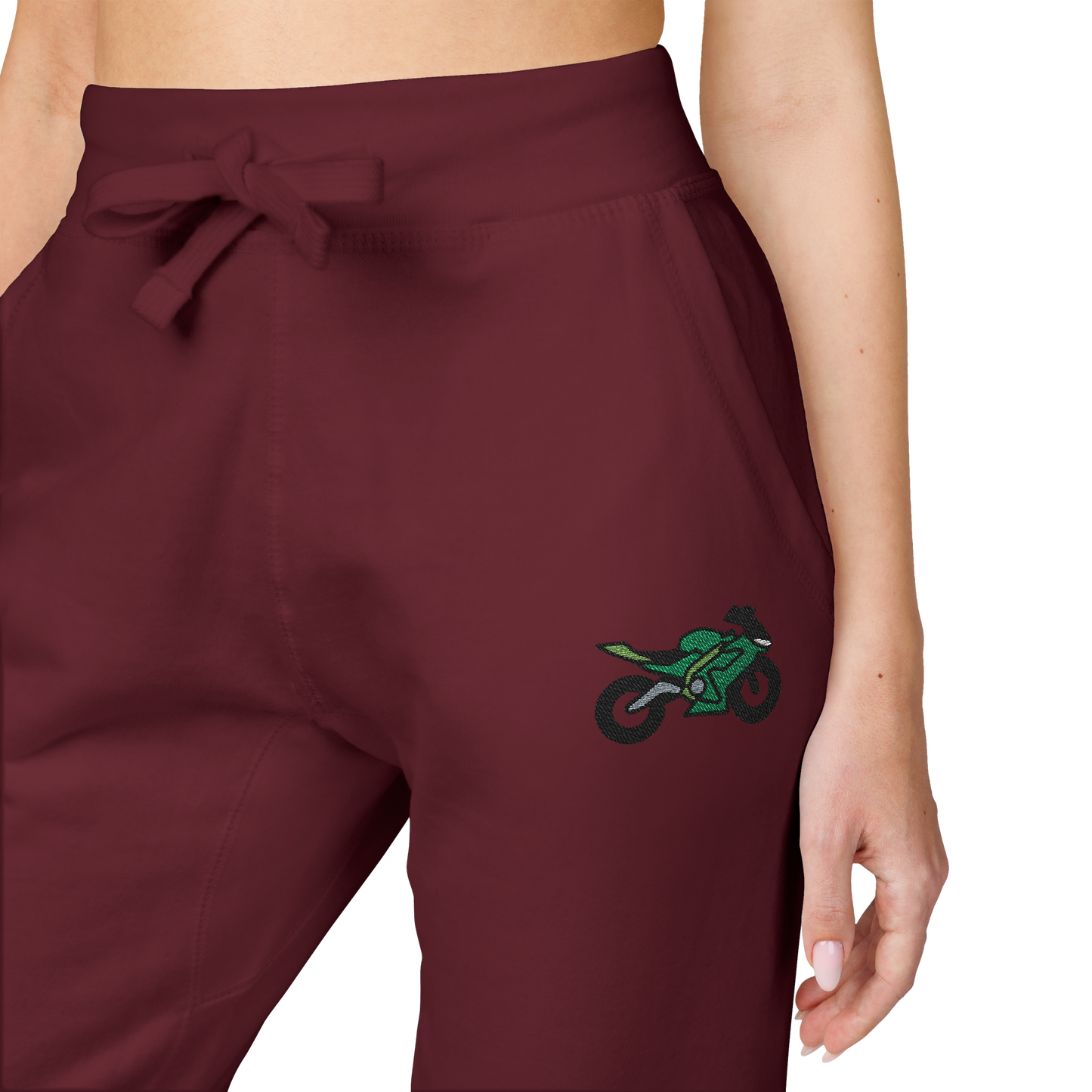 Kawasaki inspired Motorcycle Embroidered Unisex Fleece Sweatpants - Cozy & Stylish Activewear