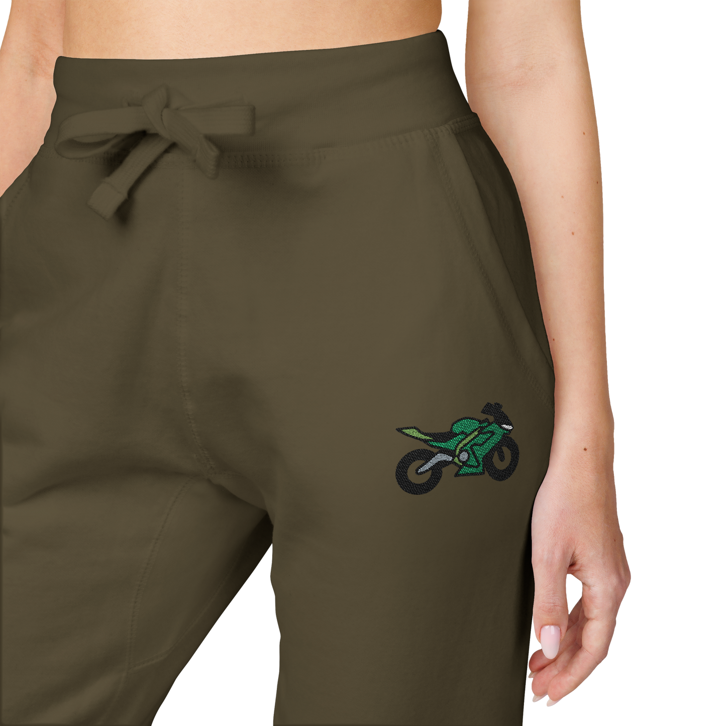 Kawasaki inspired Motorcycle Embroidered Unisex Fleece Sweatpants - Cozy & Stylish Activewear