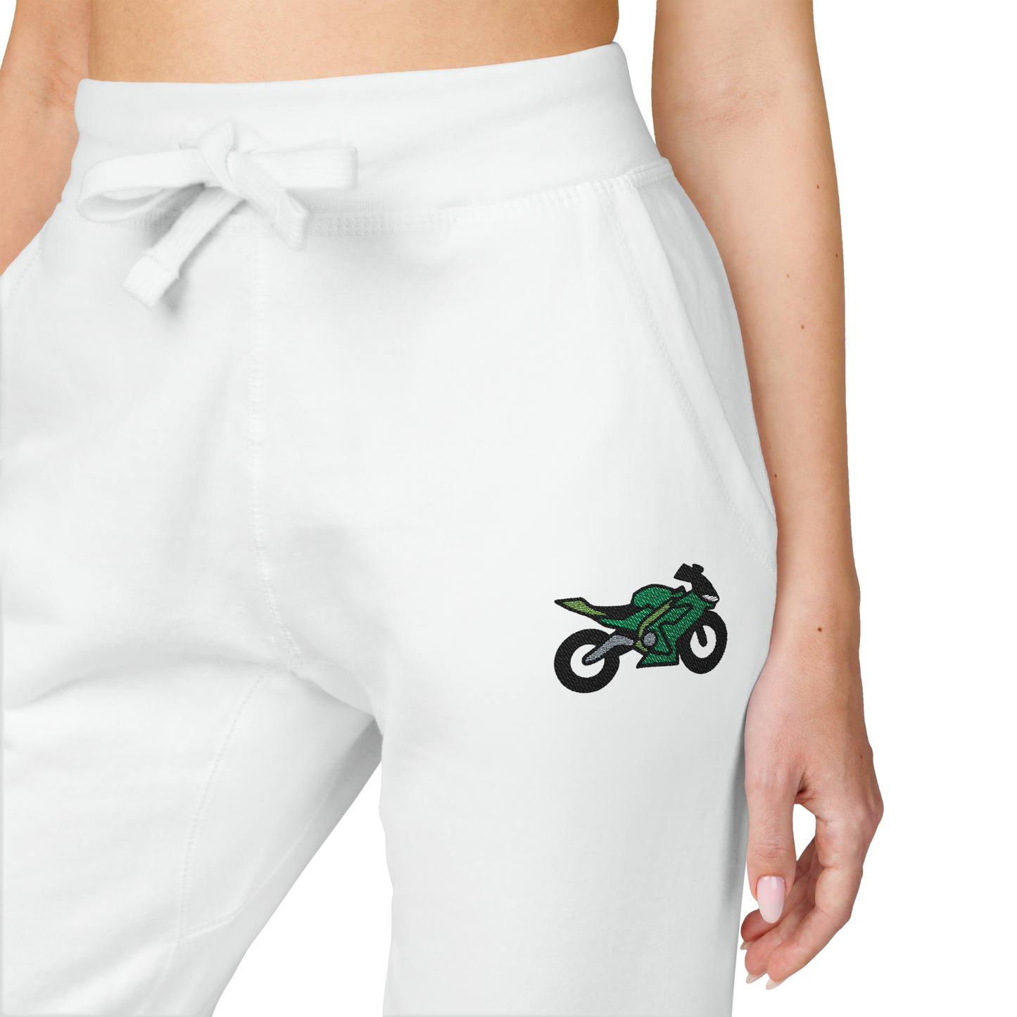 Kawasaki inspired Motorcycle Embroidered Unisex Fleece Sweatpants - Cozy & Stylish Activewear