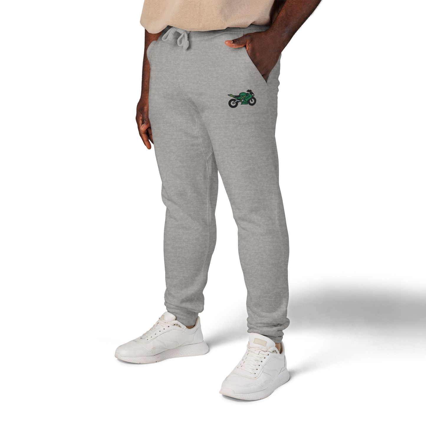 Kawasaki inspired Motorcycle Embroidered Unisex Fleece Sweatpants - Cozy & Stylish Activewear