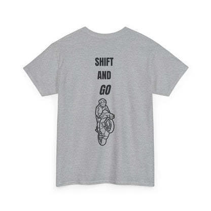 Motorcycle Adventure Tee - Shift and Go, Unisex Heavy Cotton T-Shirt, Biker Gift, Casual Wear, Motorbike Lover Apparel, Ride in Style