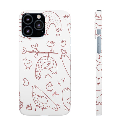 Whimsical Farmhouse Snap Cases, Cute Animal Phone Case, Chicken Design, Funny Gift for Bird Lovers, Quirky Art Mobile Cover