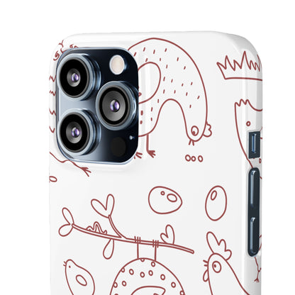 Whimsical Farmhouse Snap Cases, Cute Animal Phone Case, Chicken Design, Funny Gift for Bird Lovers, Quirky Art Mobile Cover