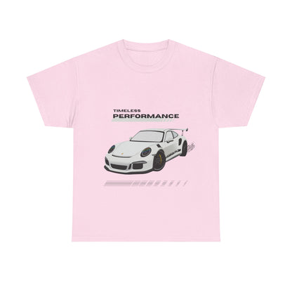 Performance intemporelle, Porsche, T-shirt unisexe en coton épais, T-shirt pour passionné d'automobile, Cadeau automobile, Vêtements de sport automobile, Tenue décontractée, T-shirt unisexe