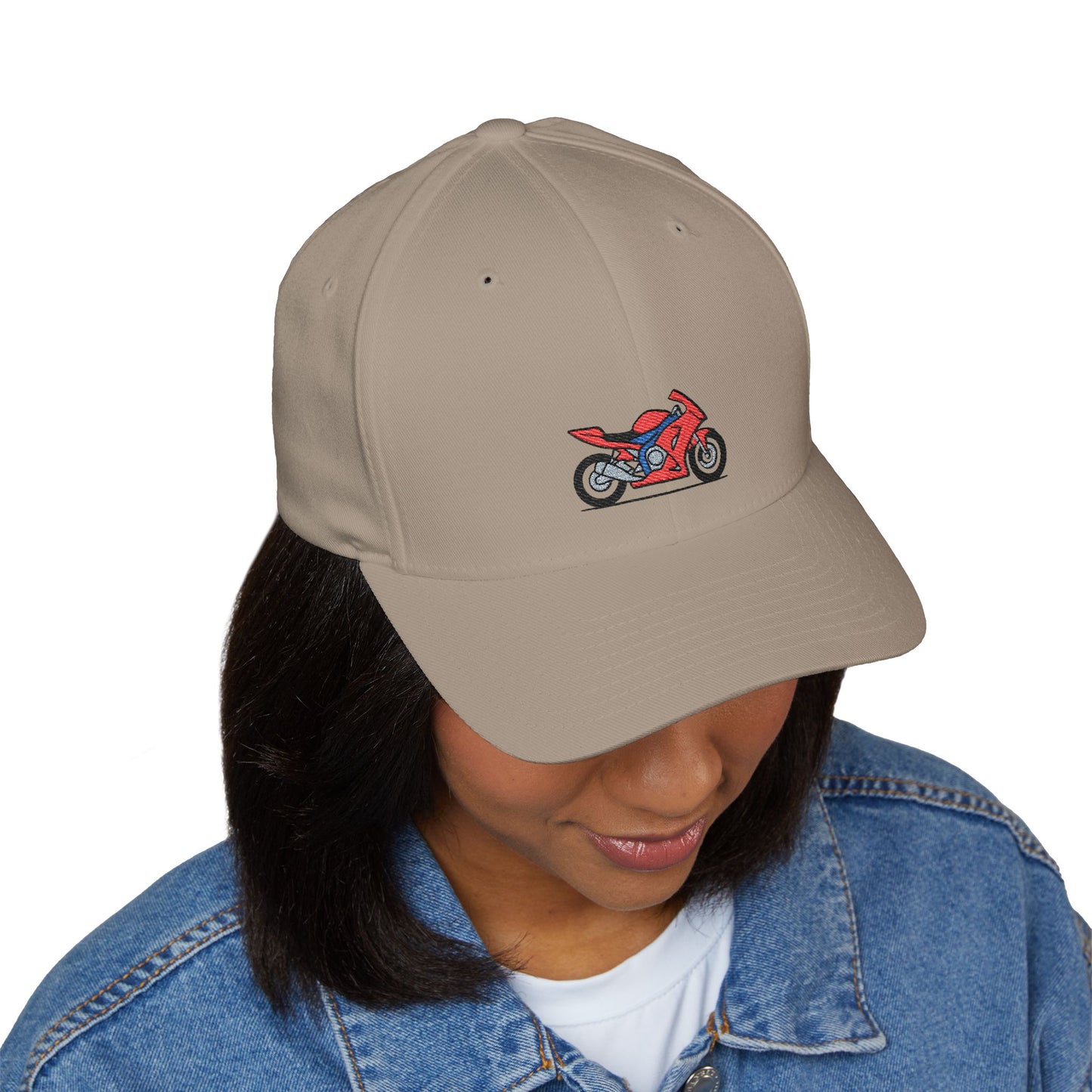 Red Motorcycle Embroidered Cap - Perfect Gift for Bikers and Riders