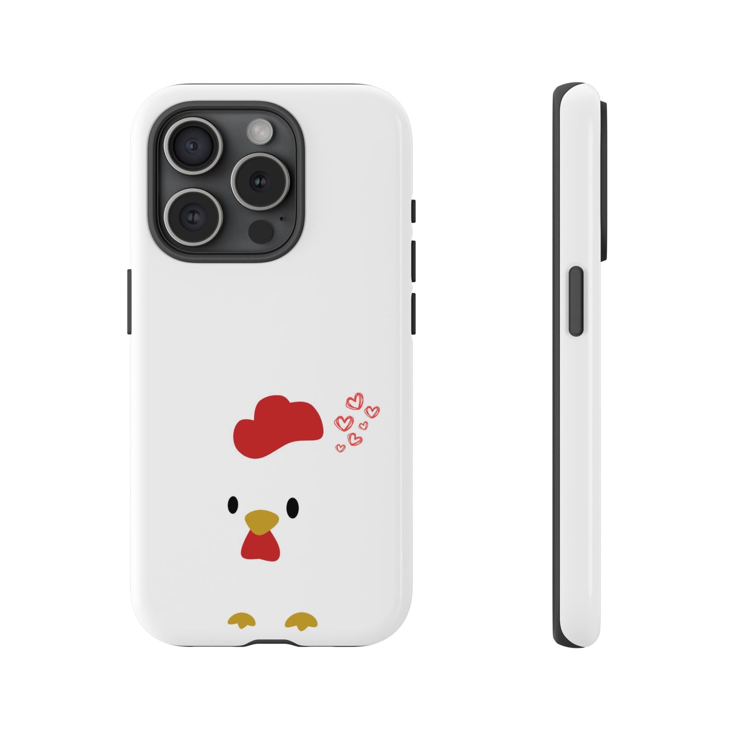 Cute Chicken Phone Case, Tough Cases for Animal Lovers, Valentine's Gift, Farmhouse Decor, Unique Mobile Accessories, Heart Design