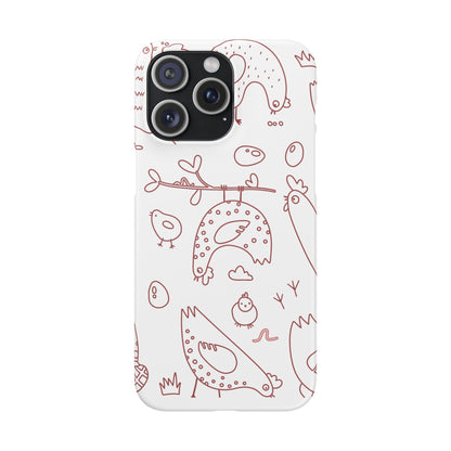 Whimsical Farmhouse Snap Cases, Cute Animal Phone Case, Chicken Design, Funny Gift for Bird Lovers, Quirky Art Mobile Cover