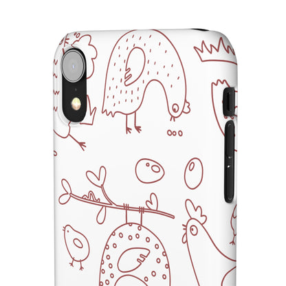 Whimsical Farmhouse Snap Cases, Cute Animal Phone Case, Chicken Design, Funny Gift for Bird Lovers, Quirky Art Mobile Cover