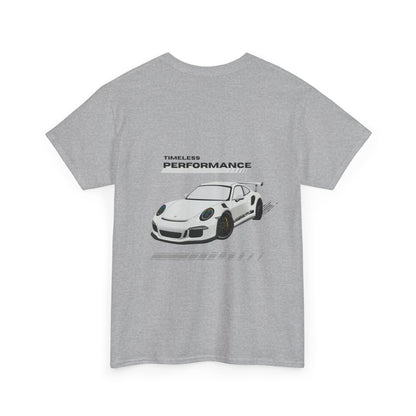 Performance intemporelle, Porsche, T-shirt unisexe en coton épais, T-shirt pour passionné d'automobile, Cadeau automobile, Vêtements de sport automobile, Tenue décontractée, T-shirt unisexe