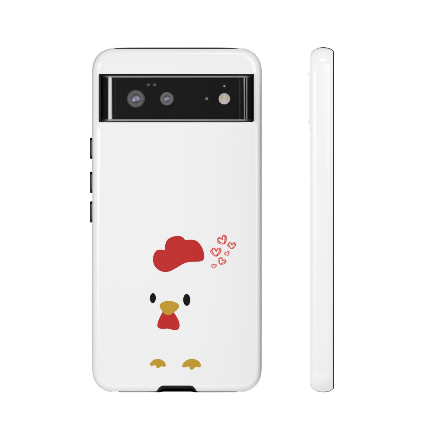 Cute Chicken Phone Case, Tough Cases for Animal Lovers, Valentine's Gift, Farmhouse Decor, Unique Mobile Accessories, Heart Design