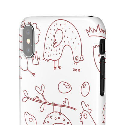 Whimsical Farmhouse Snap Cases, Cute Animal Phone Case, Chicken Design, Funny Gift for Bird Lovers, Quirky Art Mobile Cover