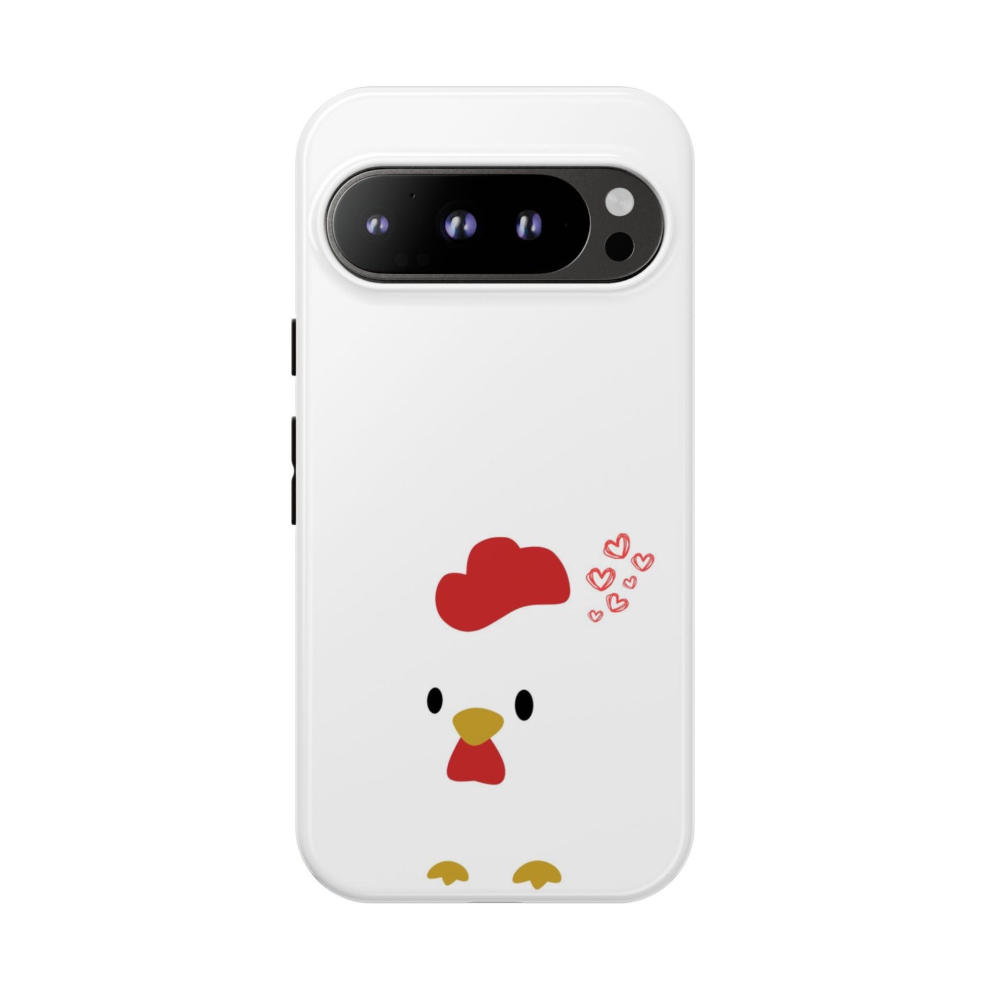 Cute Chicken Phone Case, Tough Cases for Animal Lovers, Valentine's Gift, Farmhouse Decor, Unique Mobile Accessories, Heart Design