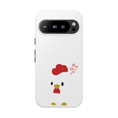 Cute Chicken Phone Case, Tough Cases for Animal Lovers, Valentine's Gift, Farmhouse Decor, Unique Mobile Accessories, Heart Design