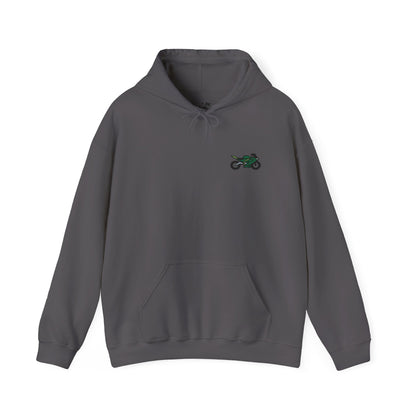 Green Motorcycle Embroidery Modern Minimalist Hoodie - Stylish Unisex Heavy Blend™ Sweatshirt with Graphic Design