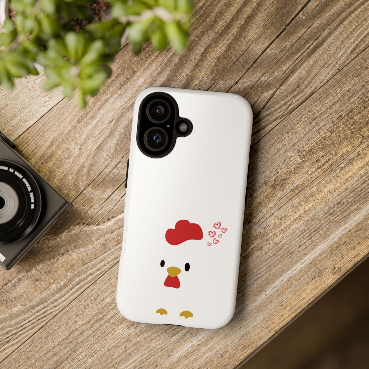 Cute Chicken Phone Case, Tough Cases for Animal Lovers, Valentine's Gift, Farmhouse Decor, Unique Mobile Accessories, Heart Design