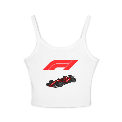 F1 Racing Women's Spaghetti Strap Tank Top, Sports Apparel, Motorsport Fans, Summer Wear, Gift for Car Lovers, Casual Style