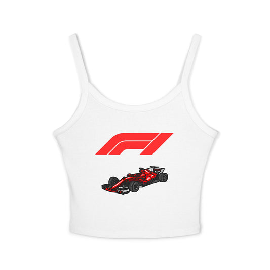 F1 Racing Women's Spaghetti Strap Tank Top, Sports Apparel, Motorsport Fans, Summer Wear, Gift for Car Lovers, Casual Style