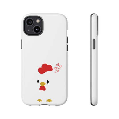Cute Chicken Phone Case, Tough Cases for Animal Lovers, Valentine's Gift, Farmhouse Decor, Unique Mobile Accessories, Heart Design