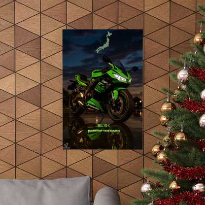 Affiche verticale mate Kawasaki Zx6r - Born of the Dark - Décoration murale idéale pour les passionnés d'automobile