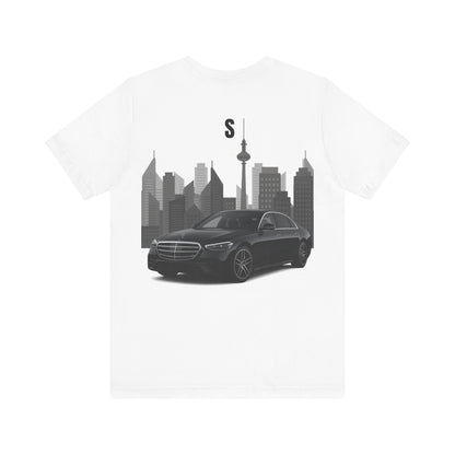 Urban Vibes Car Graphic Tee, Unisex Jersey Short Sleeve Tee, Cityscape T-Shirt, Cool Car Shirt, Gift for Car Lovers, Trendy Everyday Wear