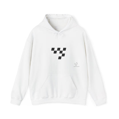 Night Race Vibes with Checkered Design - Unisex Heavy Blend™ Hooded Sweatshirt -