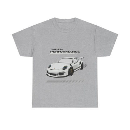 Performance intemporelle, Porsche, T-shirt unisexe en coton épais, T-shirt pour passionné d'automobile, Cadeau automobile, Vêtements de sport automobile, Tenue décontractée, T-shirt unisexe